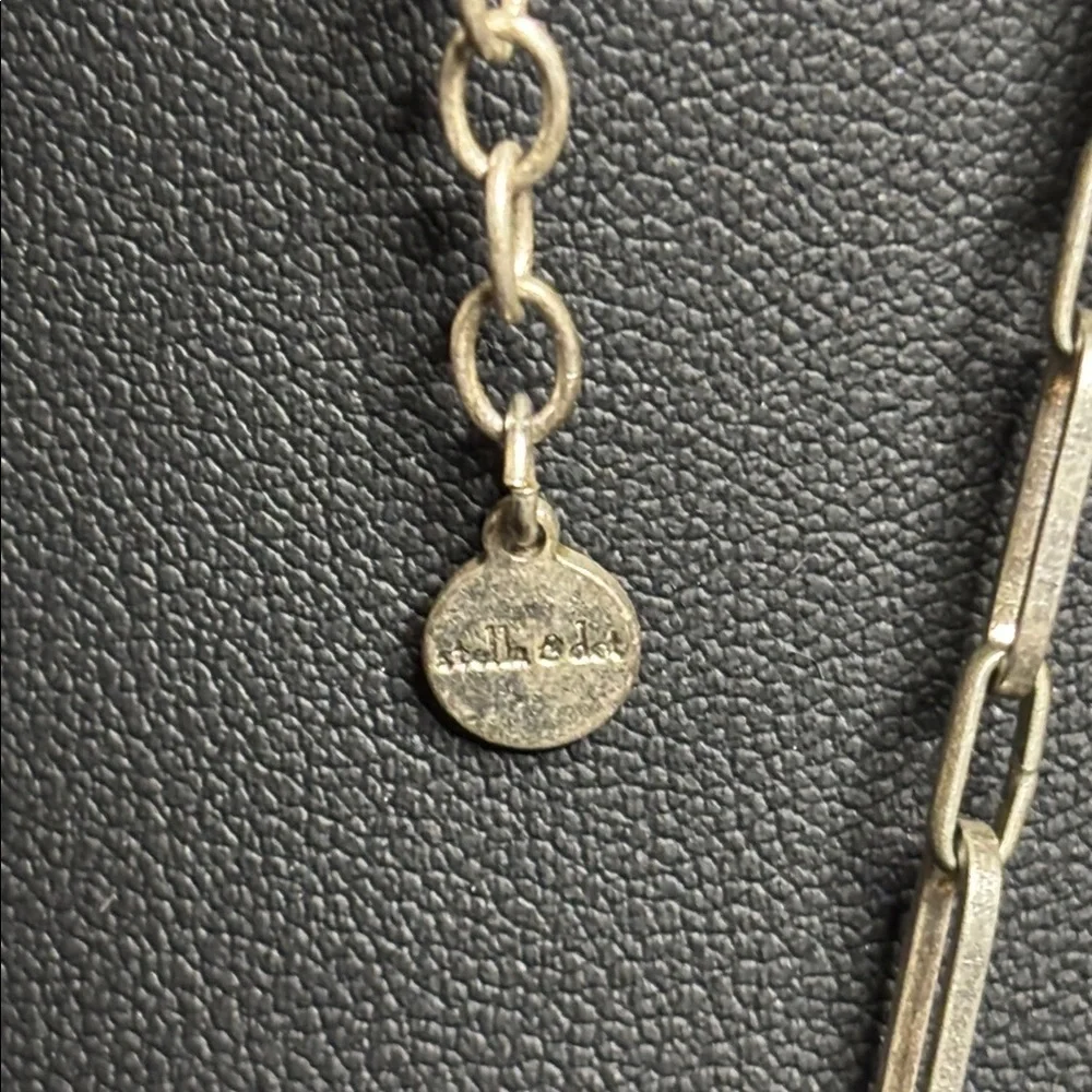 Stella & Dot Milky Stone Tassel Charm Long Necklace